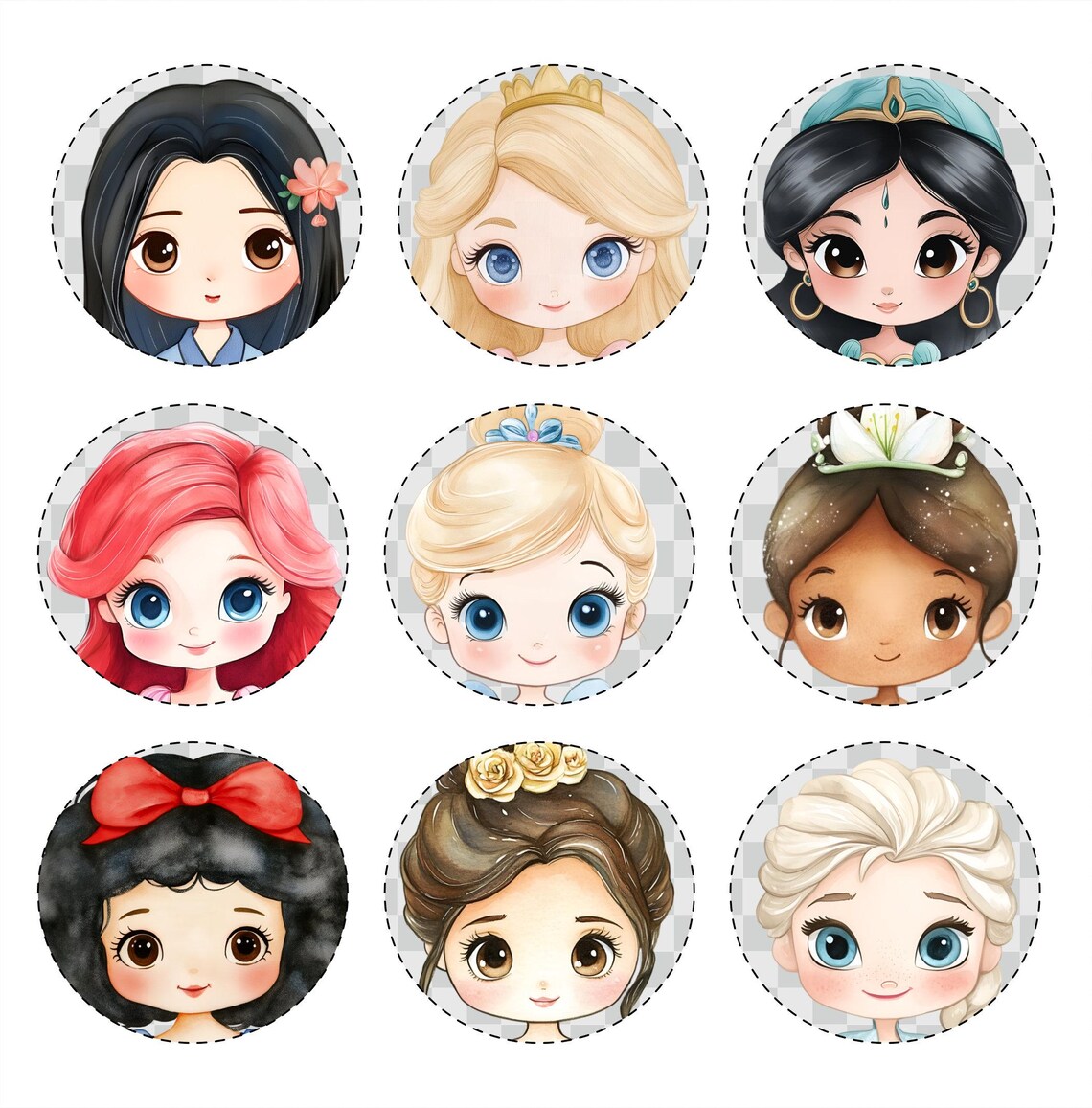 Princess & Prince Chibi Clipart Bundle: DIY Party Printables (PNG) - Etsy
