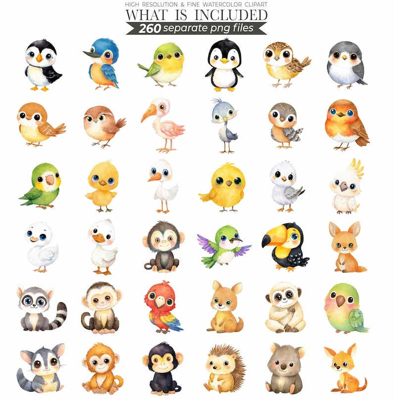 animal bundle, animal clipart, animal clip art, animal png, baby animal, clipart bundle, cute animal clipart, cute animal png, cute animals, cute animals png, printable animal, watercolor animal, watercolor animals
