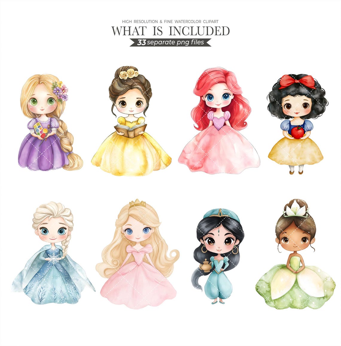 Princess & Prince Chibi Clipart Bundle: DIY Party Printables (PNG) - Etsy