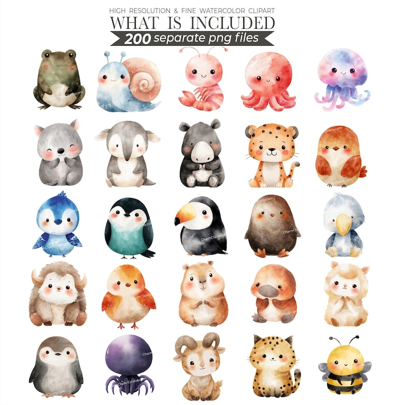 cute animals clipart, animal clipart, watercolor animals, cute animals png, baby animals, animal bundle, printable animals, animal clip art, clipart bundle, cute animal bundle, nursery art, baby shower animals, baby animal png