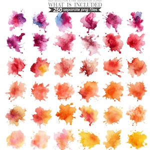 Watercolor splash illustration featuring vibrant, abstract splashes of color in shades of blue, pink, and yellow. Perfect for creative designs, digital art projects, or adding a bold, artistic touch to invitations, posters, and stationery.