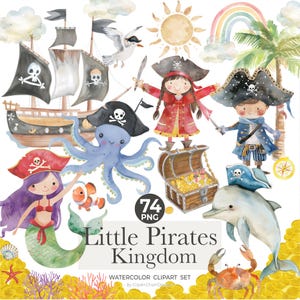 Lindos dibujos de piratas, dibujos del Caribe, dibujos de tesoros, loros, barcos piratas, paquetes de dibujos de piratas, barcos del tesoro en acuarela
