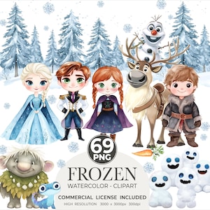 Süße Gefrorene Clipart, Gefrorene Prinzessin, Elsa Clipart, Anna Clipart, Olaf, Gefrorene Geburtstag, Süße Prinzessin Clipart, Kinder Geburtstag, Kid Art