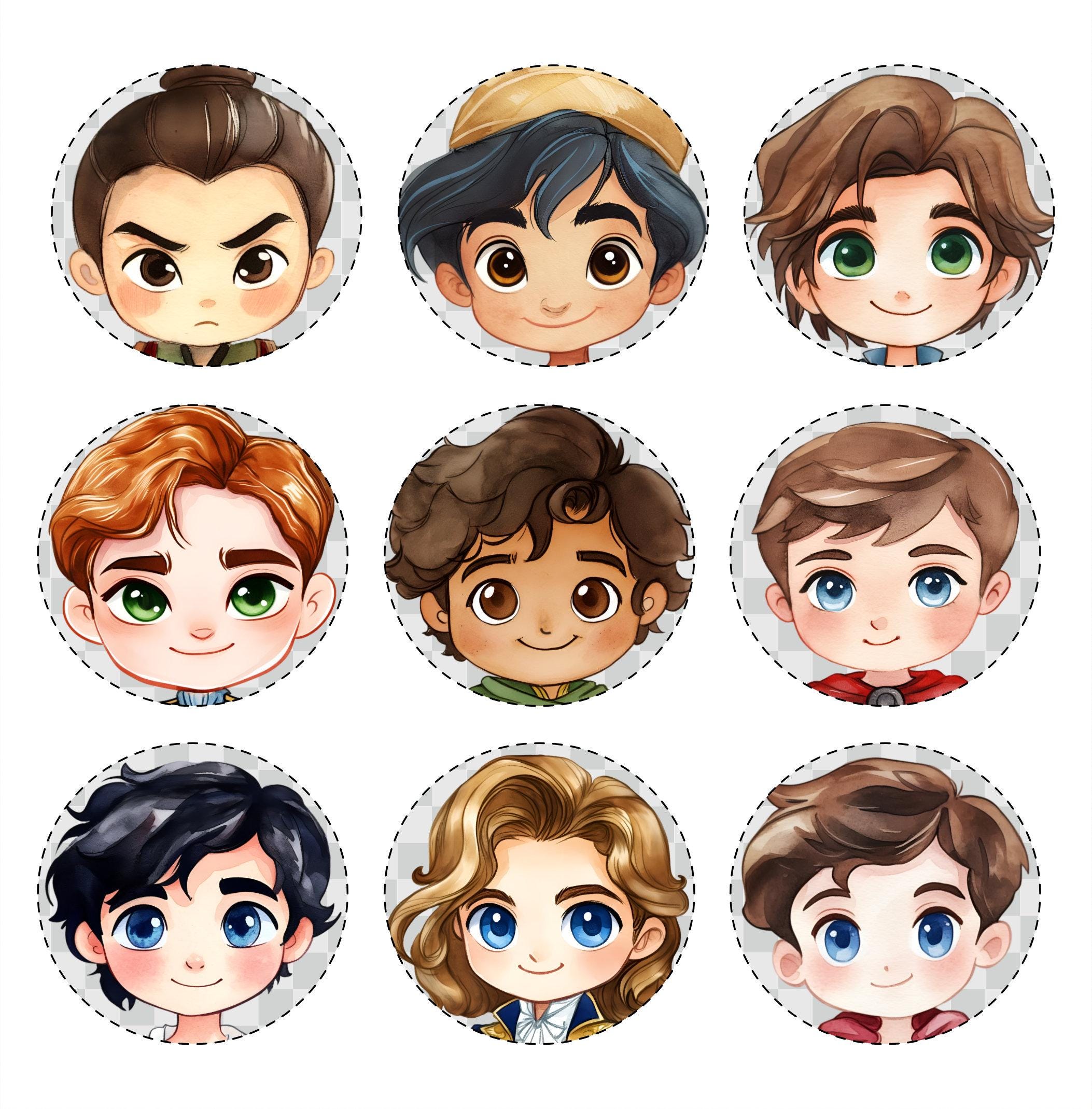 Princess & Prince Chibi Clipart Bundle: DIY Party Printables (PNG) - Etsy