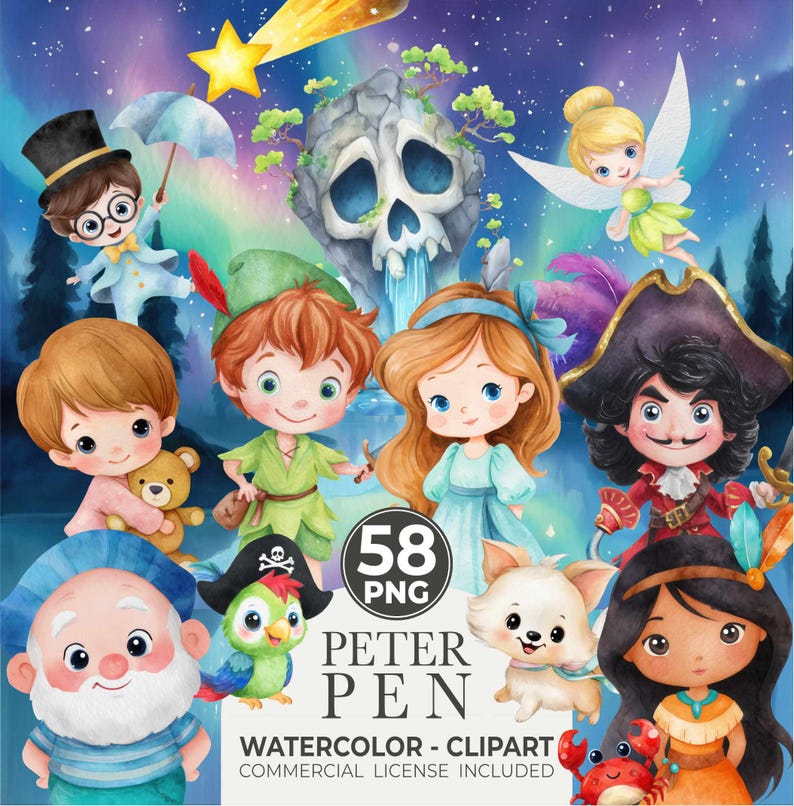 peter pan clipart, fairy png, tinkerbell art, fantasy clipart, magical png, cute fairies, wonderland style, enchanted png, fairy house, kids party art, peter pan bundle, fairy tale png, forest clipart
