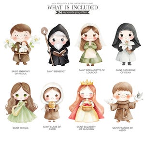 religion clipart, catholic clipart, religious clipart, christian clipart, vector saints art, jesus clipart, bible stories, cute saint clipart, bible clipart, god clipart, printable png, baby first communion, christening