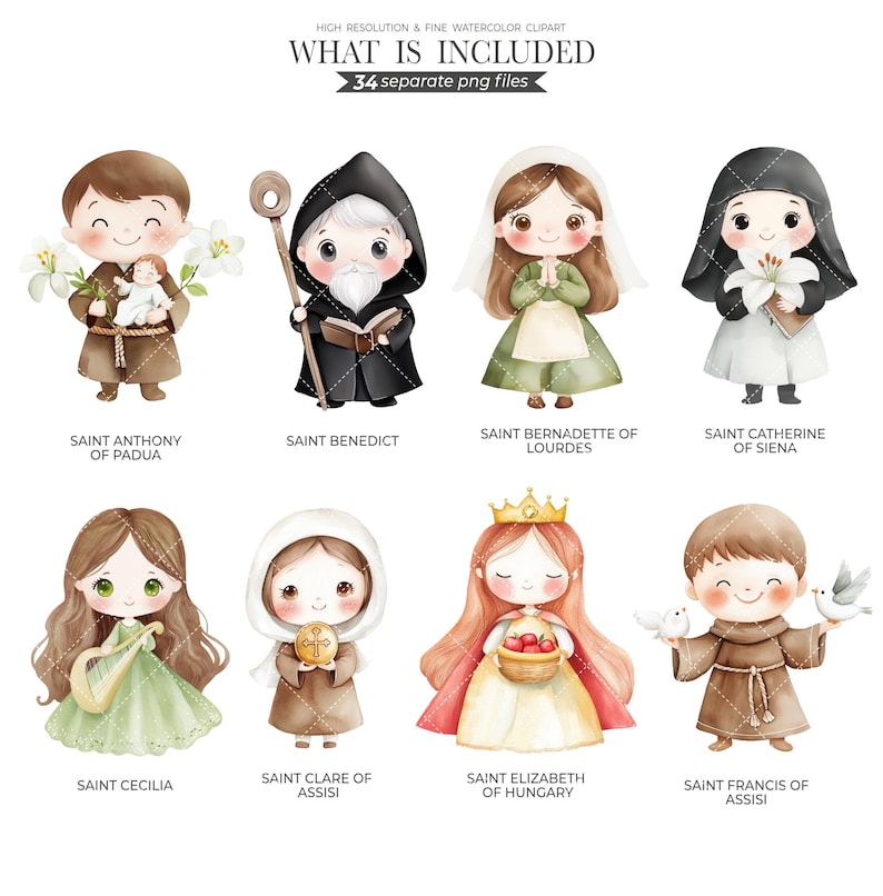 religion clipart, catholic clipart, religious clipart, christian clipart, vector saints art, jesus clipart, bible stories, cute saint clipart, bible clipart, god clipart, printable png, baby first communion, christening
