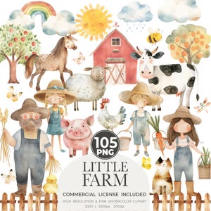Süßer Bauernhof Clipart - Aquarell Bauernhof - Cottage Clipart - Bauernhof Tiere - Süßes Schwein Clipart - Tiere - Kinderzimmer Clipart - Baby Tier Set