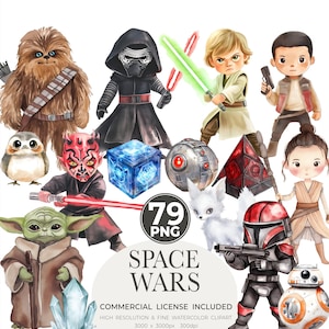 Space Wars Clipart Set - 300 DPI, hochauflösend, transparenter Hintergrund, digitaler Download Perfekt für DIY Geschenke & Kunsthandwerk