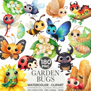Cute Little Love Bugs clipart, insecten clipart, lente clip art bundel, tuin wezens clipart, bij aquarel clipart, bug verjaardag png