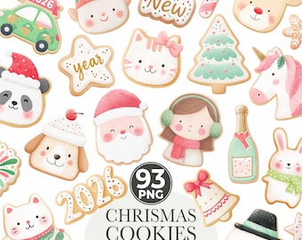 Watercolor Christmas Cookies Clipart: 186 PNGs for Crafts & Scrapbooking (Digital Download)