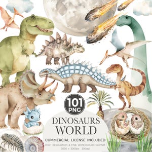 Aquarell Dinosaurier Clipart, Dinosaurier Clipart, Kinderzimmer Clipart, PNG, Dinosaurier Geburtstagsparty Dekor, Dinosaurier Aufkleber, Dinosaurier Babyparty