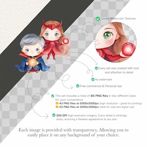 Instant download, Watercolor clipart, Arrowlanestudio, Commercial use, Kids png, Children's clipart, Cute kids clipart, Superhero clipart, Superhero Kids png, Cute superhero, Birthday Clipart, Super hero image, Watercolor superhero
