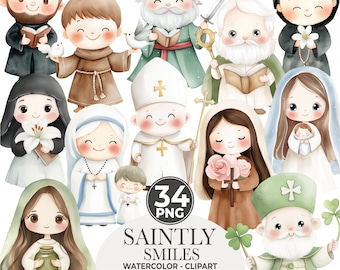 Watercolor Saints Clipart: Christian Religious Illustrations (Digital Download)