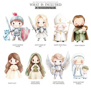 religion clipart, catholic clipart, religious clipart, christian clipart, vector saints art, jesus clipart, bible stories, cute saint clipart, bible clipart, god clipart, printable png, baby first communion, christening