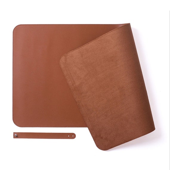 Brown Leather Desk Pad Handmade Desk Mat Sewing Thread Leather Mat