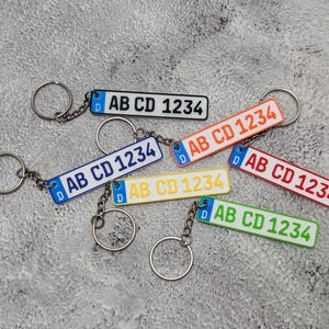 Personalisierter 3D-gedruckter Kennzeichen-Schlüsselanhänger – Wunschkennzeichen oder Name