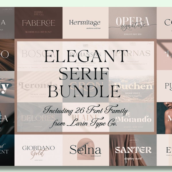 Elegante Serif-lettertypebundel | Canvas-SVG | Direct digitaal downloaden | Prints opnieuw maken | Vintage Canva-lettertypen| Cricut silhouet ontwerpruimte