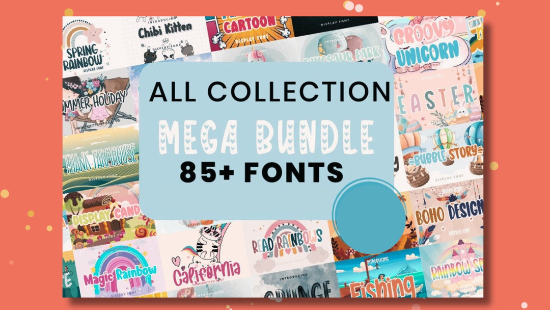 Mega Collection Font Bundle Instant Digital Download procreate Prints ...