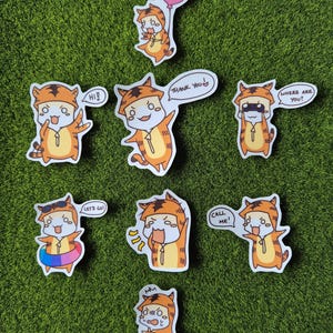 Pegatinas divertidas de emojis de gatos lindos/Pegatinas para diario/Calcomanía para botella de agua/Calcomanía para computadora portátil/Kyo The Mighty/Vida cotidiana de un gato/Regalo para amantes de los gatos