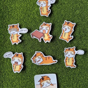Pegatinas divertidas de emojis de gatos lindos/Pegatinas para diario/Calcomanía para botella de agua/Calcomanía para computadora portátil/Kyo The Mighty/Vida cotidiana de un gato/Regalo para amantes de los gatos
