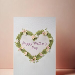 Muttertagskarte, handgemachte Muttertagskarte, Miniaturblumenkranzkarte, Geschenk für sie, Geschenk für Mama / Mama, 3D Blumen-Muttertagskarte