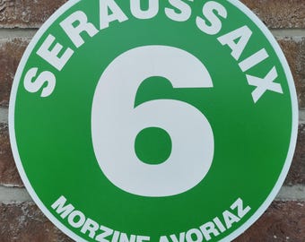 Custom Ski Piste Sign: Hand made Alpine Art, Avoriaz, Morzine, France, Snowboard