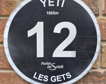Hand made Ski Piste Sign: Rustic Alpine Decor, Ski, Snowboard, Mountains, France, Austria, Italy