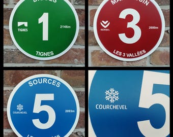 Ski Resort Sign, Les 3 Vallees, Tignes, Meribel, Courchevel, Wall Art, Ski Decor