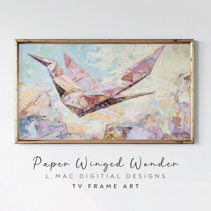Origami Bird Art for Samsung Frame TV | Unique Artful TV Art | Decorative Aesthetic Living Room Decor | Natured Inspired Digital Download