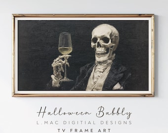 Arte de TV con marco de esqueleto: Obra de arte de Halloween para exhibición digital