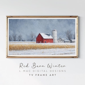Winter Farm Landscape Frame TV Art: Seasonal Artwork for Digital Display