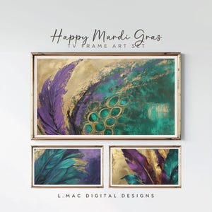 Mardi Gras Frame TV Art Set: Holiday Artwork for Digital Display