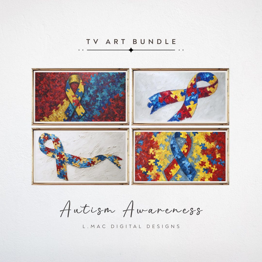 Autism Awareness Frame TV Art, Autism Ribbon Digital Art - Etsy