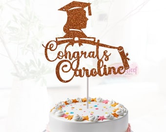 Felicitaciones personalizadas Cake Topper, Cake Topper Felicitaciones Cake Topper Decoración de fiesta de graduación, topper de pastel de graduación, graduado 2024