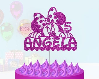 Glitter Minnie Mouse Cake topper / Minnie Mouse cake topper / minnie lover / Decoración de pastel personalizada / Decoración de fiesta de cumpleaños /niñas