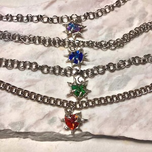 Spiky Liquid Metal Chain Choker - Chainmail necklace handmade soft solder gothic grunge y2k goth jewelry , handmade melted metal