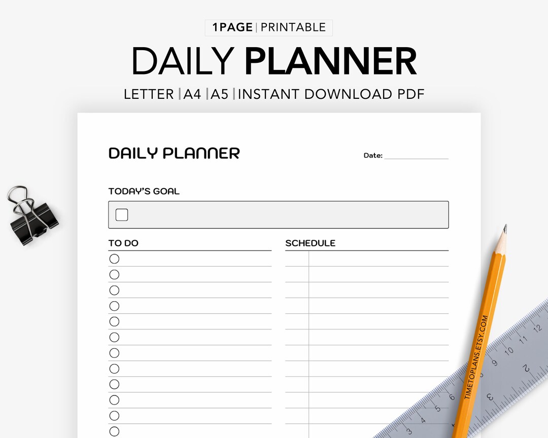 Daily Planner Printable Productivity Planner Daily to Do - Etsy