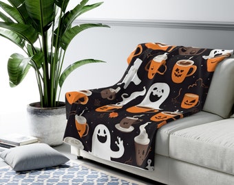 Halloween blanket, Halloween throw blanket, Halloween sherpa blanket, Fall blanket, Halloween home decor, Ghost blanket, Spooky Blanket,