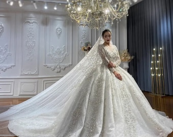 Sleeves Off White Wedding Gown Ball Gown Style