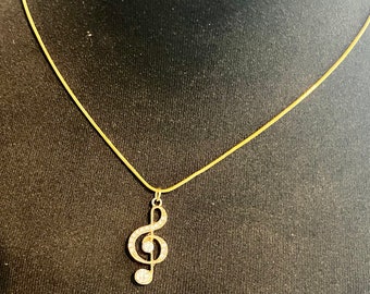 Kette Notenschlüssel Musik Silber/Gold