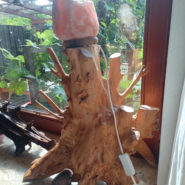 Holz Wurzel Lampe Tisch handgefertigt Natur Wald Waldwesen Strahlenschutz Energie