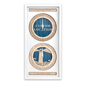 Custom Location Tide Clock & Time Clock, Compass Rose Tidal Clock, Nautical Chart Clock, Ocean Clock, Time Clock