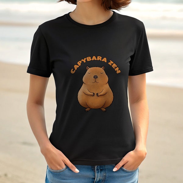 Capybara Shirt, Meditating Capybara Zen Short-Sleeve, Funny Cute Capybara Lovers Gift, Aesthetic Clothing, Rodent Tee, Capybara Fashion