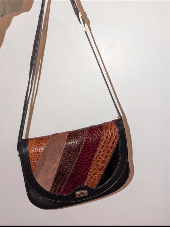 Y2K Patchwork Authentic Leather Shoulder Bag Vint… - image 16