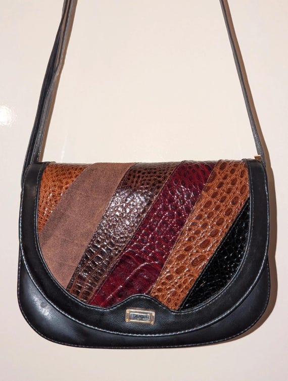 Y2K Patchwork Authentic Leather Shoulder Bag Vint… - image 1