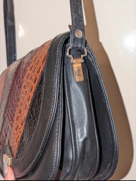 Y2K Patchwork Authentic Leather Shoulder Bag Vint… - image 11