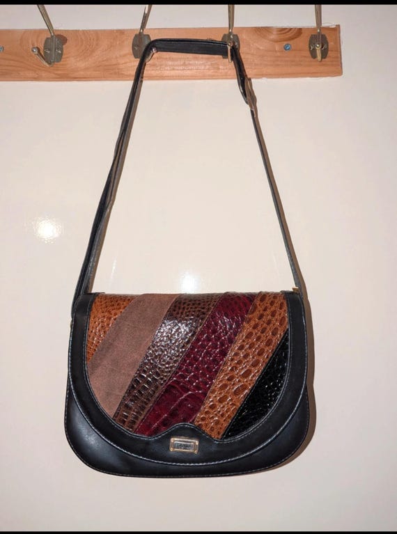 Y2K Patchwork Authentic Leather Shoulder Bag Vint… - image 5