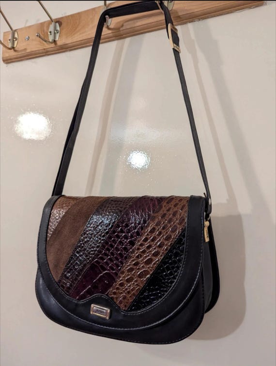 Y2K Patchwork Authentic Leather Shoulder Bag Vint… - image 4