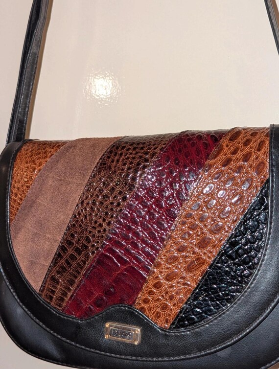 Y2K Patchwork Authentic Leather Shoulder Bag Vint… - image 15